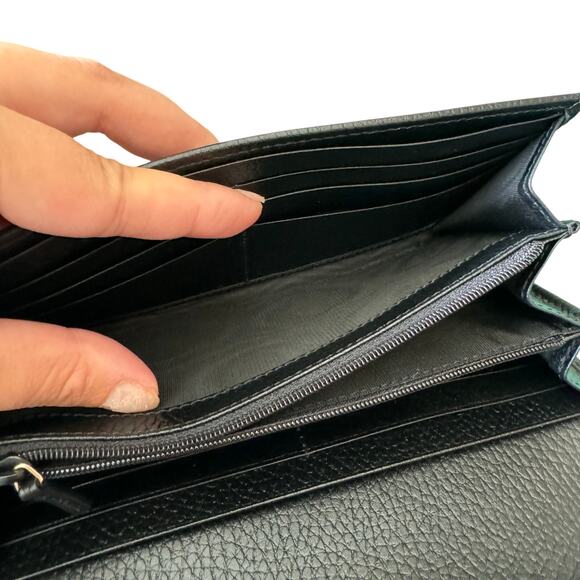 Gucci Interlocking G Long Wallet Black Leather Silver 100% Authentic - Picture 6 of 14